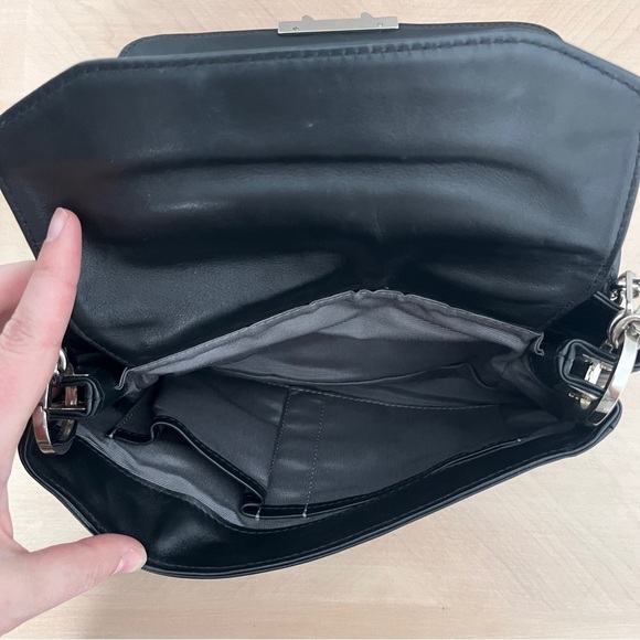 Joanna Maxham Arm Candy Black Leather Shoulder Bag with Silver Chain Straps - Picture 8 of 13